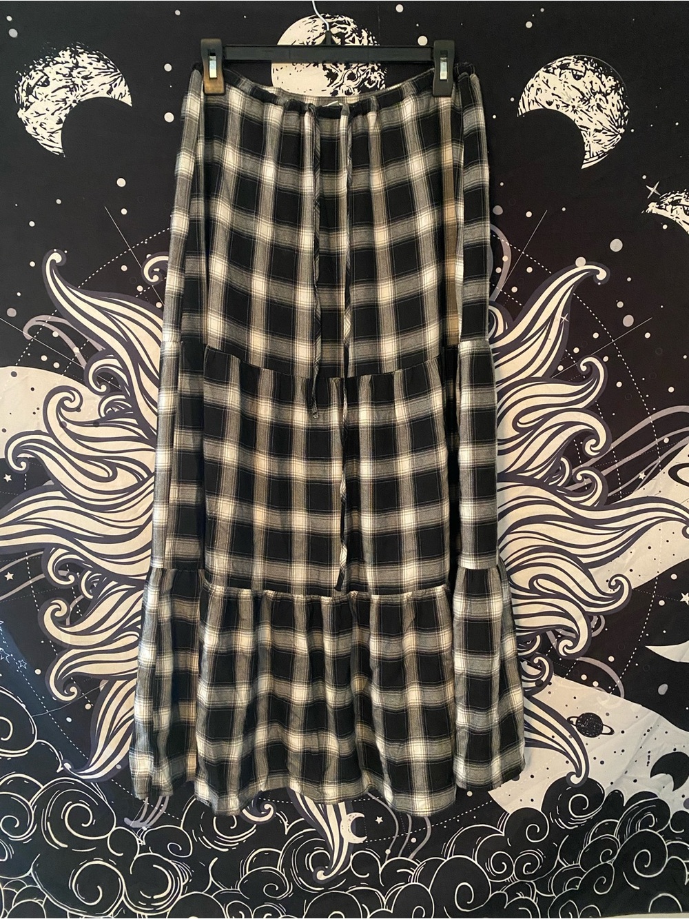 Black & White Plaid Grunge Emo Alt Maxi Skirt